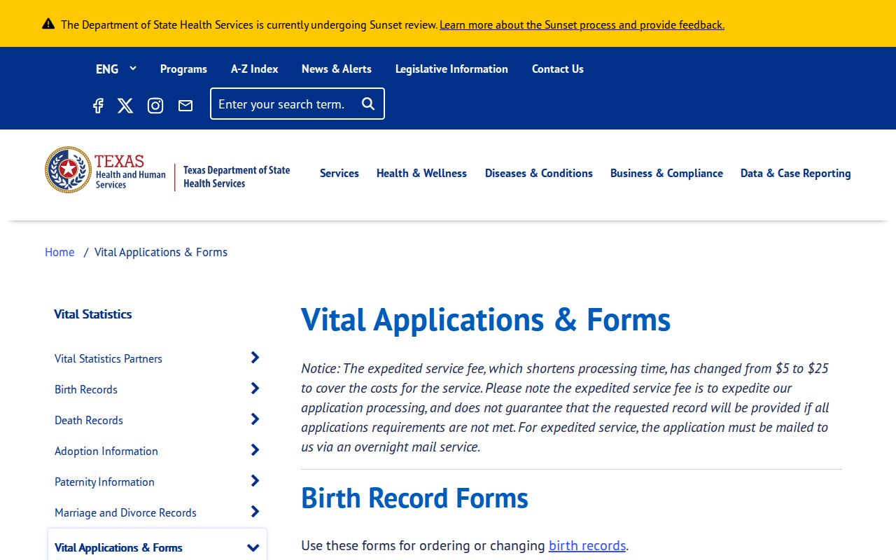 North Richland Hills residents directory Texas vital records forms