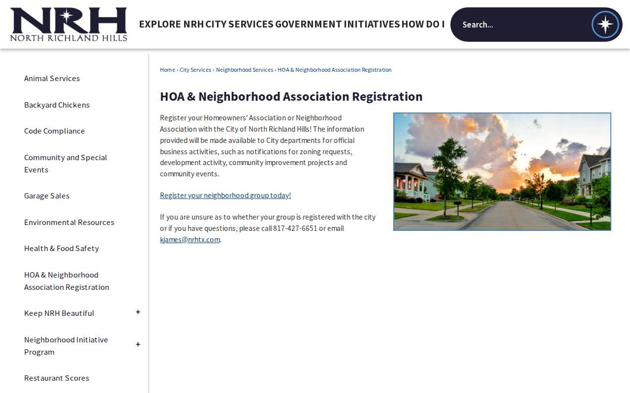 North Richland Hills neighbors association registration resource