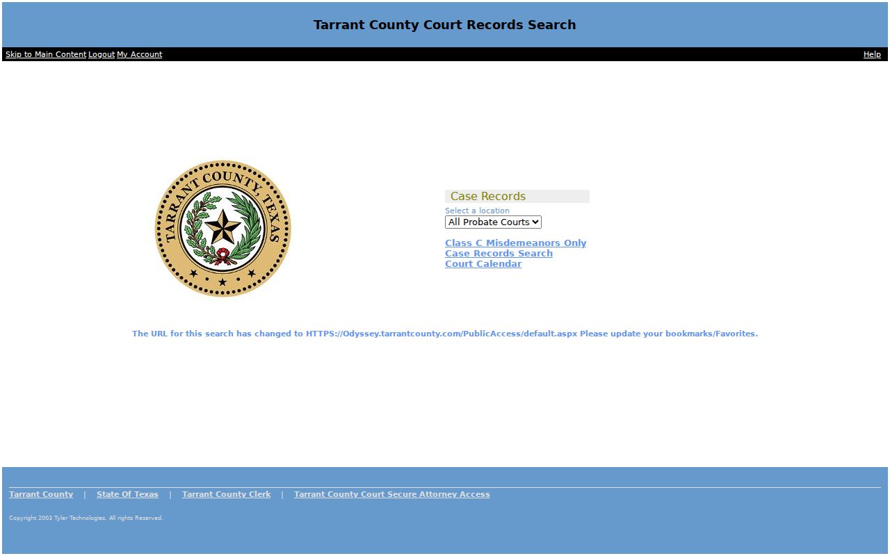 North Richland Hills resident lookup through Tarrant Odyssey case search